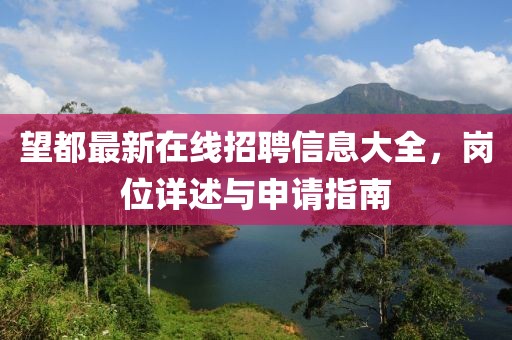 望都最新在線招聘信息大全，崗位詳述與申請(qǐng)指南